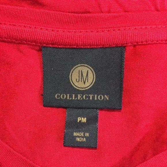 JM COLLECTION Red Embellished Top - Picture 4 of 6